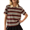 thumbnail image 2 of Blusas Informales de Corta para Mujer, Estilo Ejecutivo, con Cuello en V, para Verano, 2025, con Cuello Básico Ajustado Marrón Oscuro L, 2 of 9