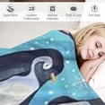 thumbnail image 3 of Orinice Penguin Throw Blanket Gifts -  Blanket for Adults, Kids - Light Blue Soft Plush Blankets for Couch, Sofa 50x60in, 3 of 6