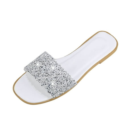 

Slippers for Women Fashion Summer Women Slippers Casual Set Toe Beach Shoes Thong Soft Sole Slippers Womens Slippers Pu White 40