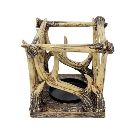 Antler Pillar Candle Holder for Table Decor, Rustic Deer Faux Antler Style Resin Centerpiece for Cabin Lodge Living Room Mantel Shelf, Woodland Home Accent for Cozy Spaces, Gift for Nature Lovers