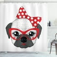 thumbnail image 1 of Ambesonne Bulldog Shower Curtain, Pin up Retro Female Pet, 69"Wx70"L, Vermilion Grey and Black, 1 of 3