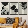 thumbnail image 2 of PixonSign Framed Canvas Print Wall Art Set Geometrid Mid-Century Forest Plant Collage Abstract Shapes Illustrations Modern Art Boho Decorative for Living Room, Bedroom, Office - 16"x24"x3 BLACK, 2 of 5