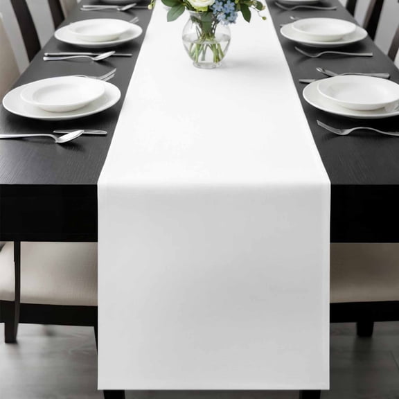 White Table Runner 72 Inches Long, Modern Minimalist Pure Soild Color Kitchen Coffee Dining Table Decoration for Home Party Birthday Wedding Home Decor 13x72 Inches