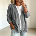 thumbnail image 6 of AherBiu Jean Cardigan for Women Button down V Neck Collarless Long Sleeve Oversized Denim Jacket with Pockets(X-Large,Gray), 6 of 8