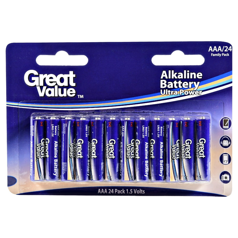 Great Value Alkaline Batteries, AAA, 24 Count