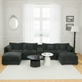 thumbnail image 2 of 144" Cloud Couch, Black-Gray Modular Sectional Sofa, Chenille 6 Seat U Shaped Couch with Storage Box, Cup Holders and Movable Ottoman, 2 of 18