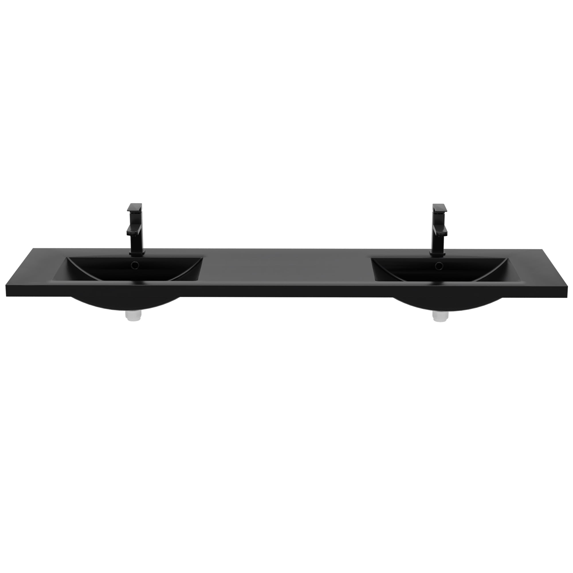 Eclife 72" Black Resin Integrated Double Bathroom Sink, Water Saving, Stain Resistant