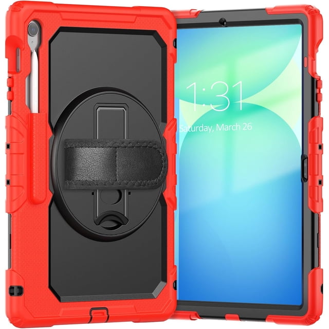 Funda para Samsung Galaxy Tab S10 FE+ Plus de 13,1 pulgadas modelo 2025 (X620/X626B), funda protectora resistente a prueba de golpes con protector de pantalla, soporte giratorio de 360°,correa de mano
