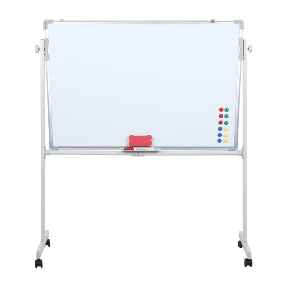 WETLA Rolling Whiteboard, White Board with Wheels, Mobile Whiteboard with Stand, Portable Magnetic Dry Erase Board on Wheels, with 5 Markers, 12 Magnetic Nails & 1 Eraser