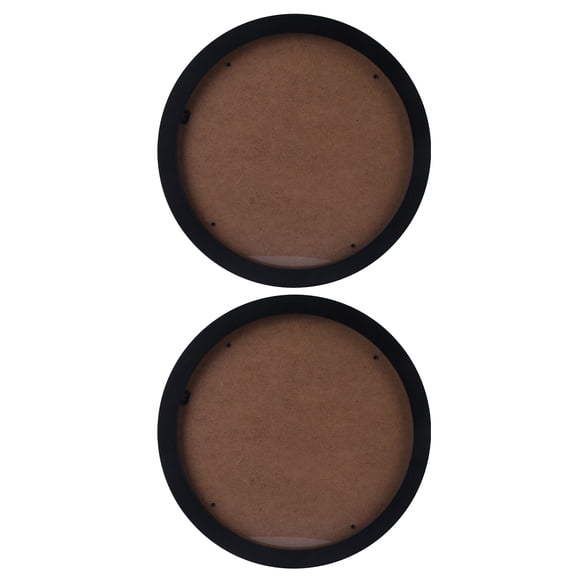 OULII 2Pcs Black Wood Round Picture Frames with Circle Design for Wall Hanging