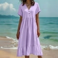 thumbnail image 6 of Blmnix Women's Dresses Beach Dress Fit & Flare Vacation Dress Under Dresses Cocktail-Length Short Sleeve V-Neck Summer Dresses for Women,XXL, 6 of 8