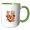 Green/White, variant on 3drose, Stylized Colorful Love Word, a Skull, Rose Flowers. Cinco De Mayo Joy, 11oz Two-tone Yellow Mug