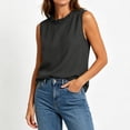 thumbnail image 5 of SSZMDLB Women Plus Size Sleeveless Ruffle Tank Tops Loose Round Neck Basic Tee Solid Boho Casual Summer Tops Vacation Holiday Outfits, Dark Gray 2XL, 5 of 7