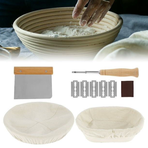 6PCS Cesta de levadura para hornear pan Juego de canasta de prueba de pan Juego de canasta de ratán para hornear Muyoka Hogar