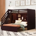 thumbnail image 3 of Harper & Bright Designs L-Shaped Bunk Bed Twin over Full Size with Wardrobe and Bookshelf, Storage Stairway Bunk Bed with USB Charging Station and LED Light for Bedroom, Espresso, 3 of 17