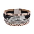 thumbnail image 1 of Ethnic Velvet Multilayer Alloy Leaf Rhinestone Bracelet Women Accessories(Black), 1 of 1