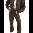 thumbnail image 2 of Conjuntos de Salón para Mujer, Conjunto Deportivo de 2 Piezas, Sudadera, Pantalón Deportivo de Pierna , Conjunto Deportivo A Juego Café L, 2 of 8