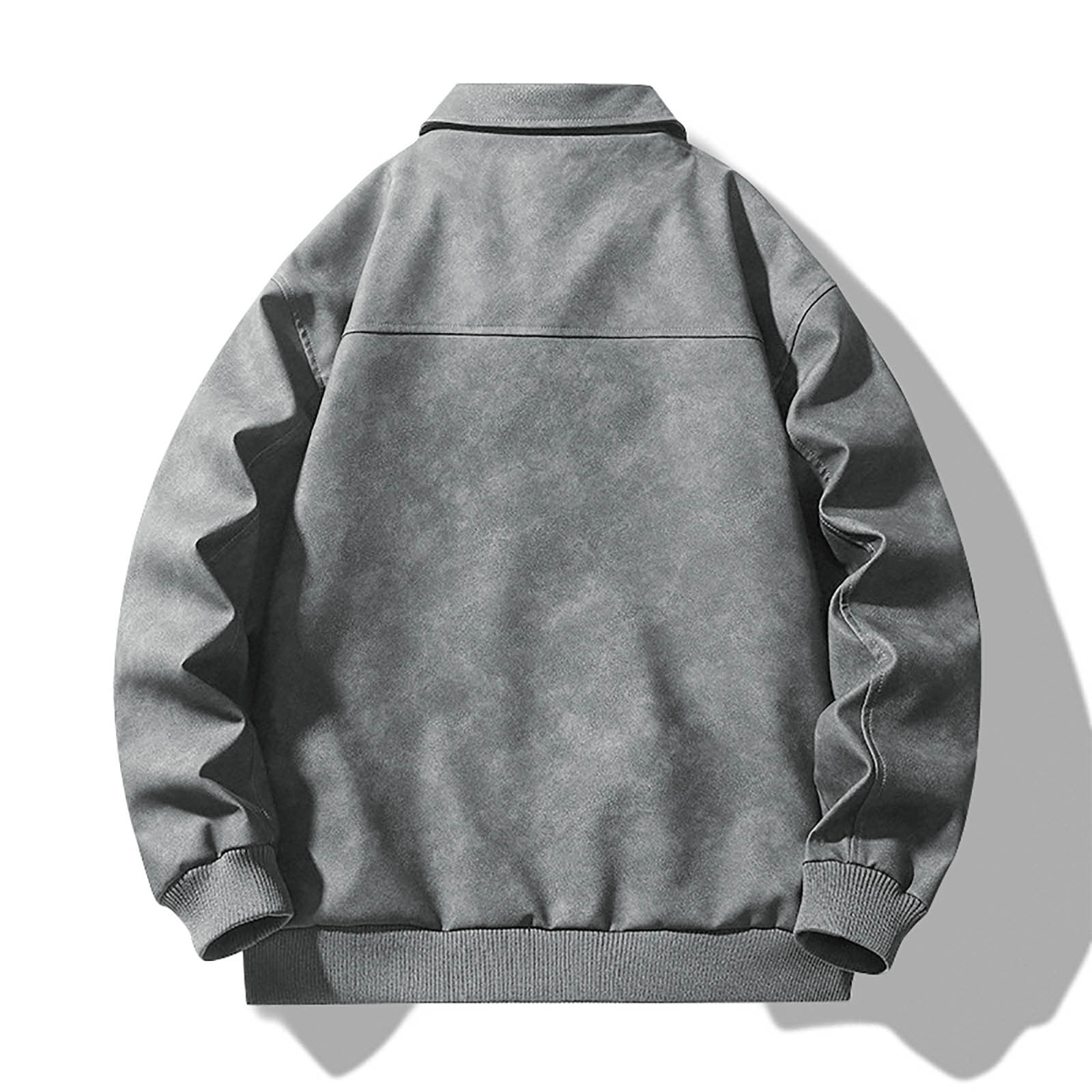 LONKITO Mens Bomber Jackets Windproof Locomotive Faux Leather