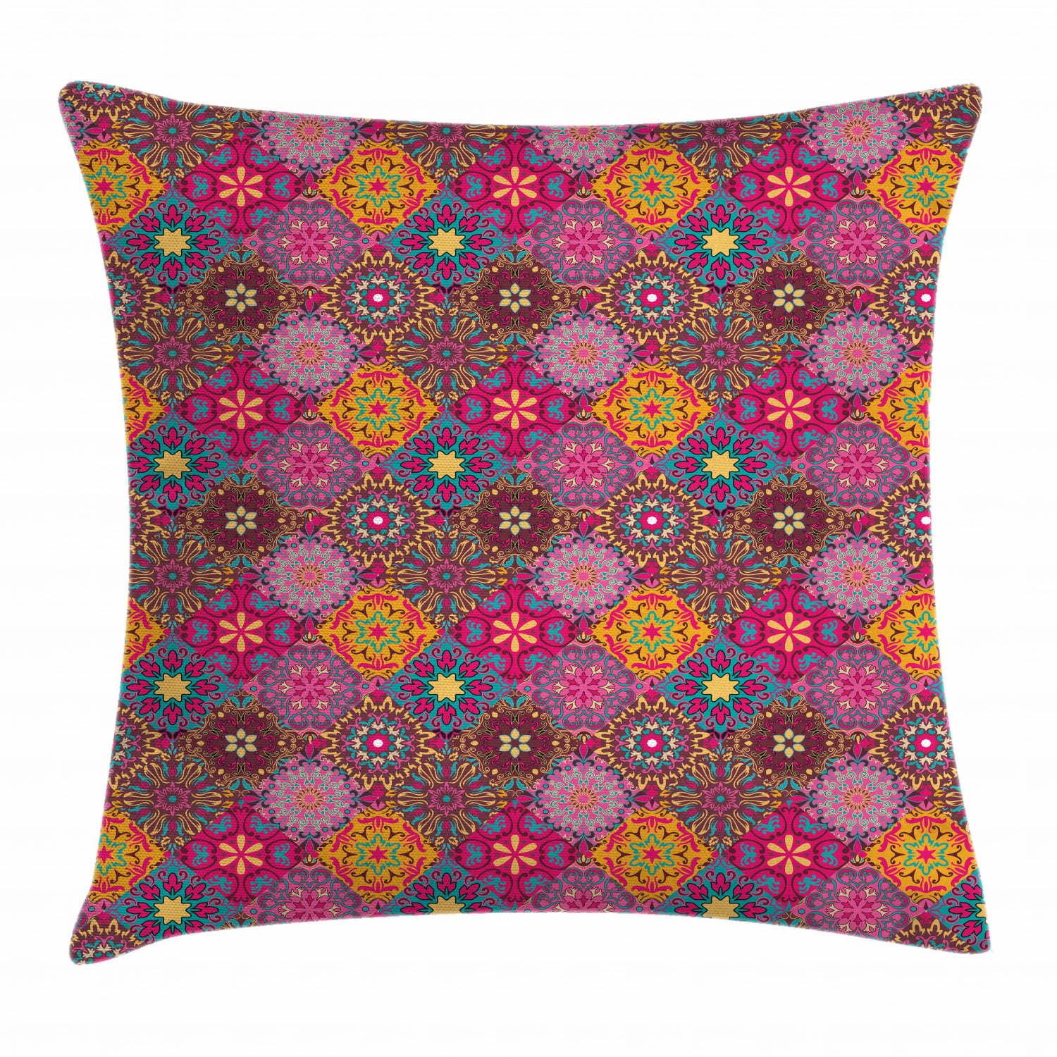 Moroccan Throw Pillow Cushion Cover, Vibrant Artistic Mandala Motifs in ...