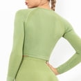 thumbnail image 2 of QRIC Women Seamless Long Sleeve Yoga Crop Top Running Fitness Workout Top Shorts, 2 of 6