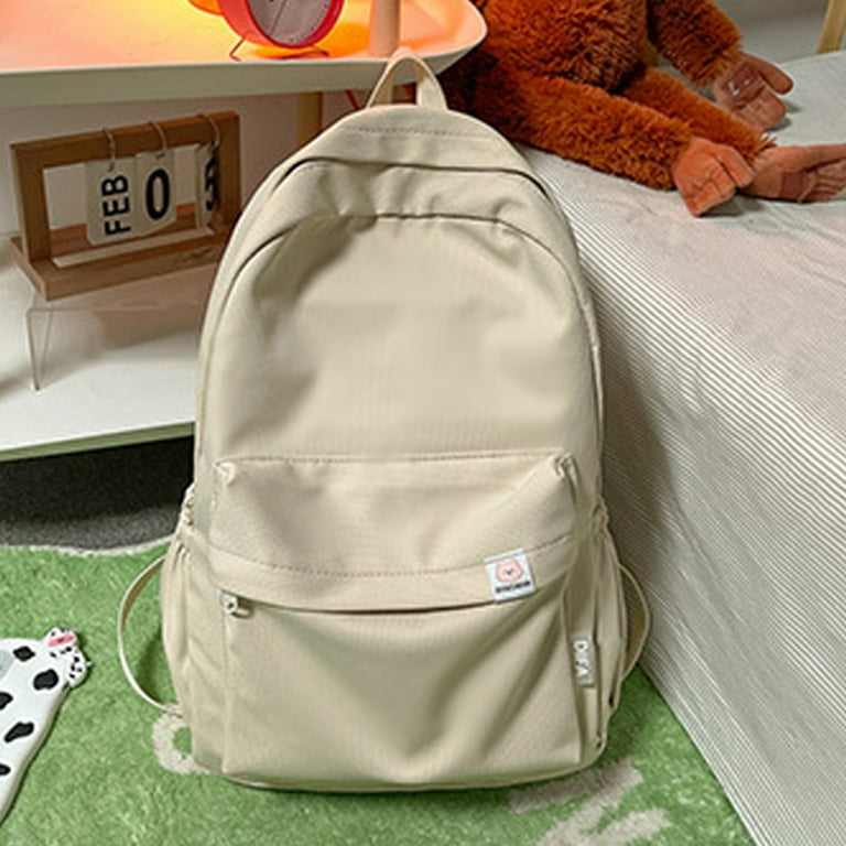 QingY-Nylon Women Backpack Solid Color School Bags for Teenage Girls School  Bag Travel Bags