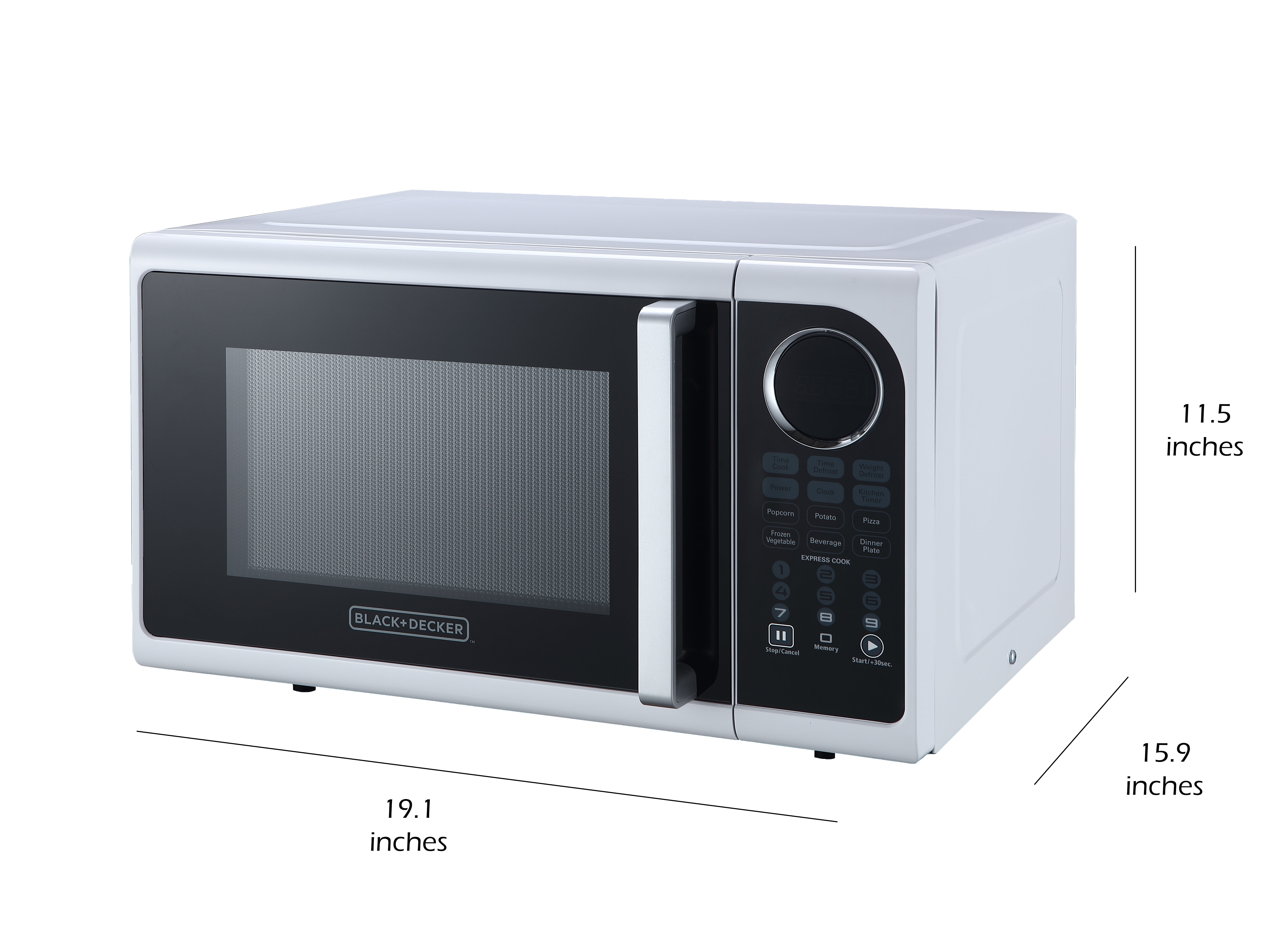 BLACK+DECKER EM925ACP-P1 0.9 Cu. Ft. Microwave With Pull Handle, White