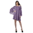 thumbnail image 3 of Moomaya Purple Womens Off Shoulder Summer Beach Dress Cotton Vacation Dress With Bell Sleeves - L, 3 of 7