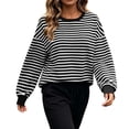 thumbnail image 4 of Enjoytime Striped Crewneck Sweatshirts Women Long Sleeve Pullover Tops Fall Fashion Solid Trendy Clothes, 4 of 8