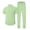 thumbnail image 3 of PMVFHDE Men's Stylish Casual Set Mens Tracksuit Sweat Suit Pure Color Shirt Short Sleeve Long Pants For Sports Beach Relaxation Everyday Wear Soft Breathable Lightweight Outfit, 3 of 4
