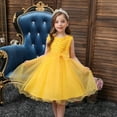 thumbnail image 5 of LYMAYTER Kids Toddler Girls Sweet Princess Dresses Baby Wedding Tulle Evening Dress Girls Printed Party Gown for 2-10 Years, 5 of 9