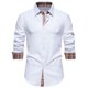 thumbnail image 1 of Blusa y camisa de manga larga con cuello vuelto para hombre, informal, con botones y retazos, de manga larga y cuello vuelto., 1 of 8