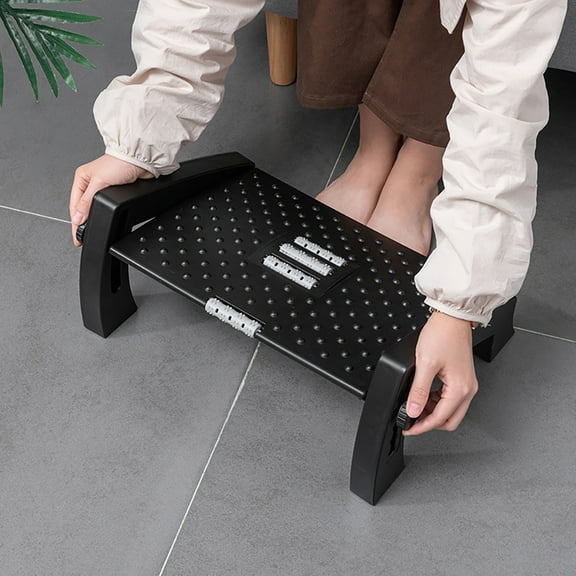 CRAFTHROU 1Pcs Black Abs Plastic Square Foot Rest Stool for Office Desk and Home Use 15.7x12.2x7.5in