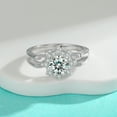 thumbnail image 2 of 1 Carat Moissanite Rings for Women D Color VVS1 925 Sterling Silver Round Cut Moissanite Wedding Bands Lab Created Diamond Engagement Rings Simulated Diamond Ring, 2 of 6