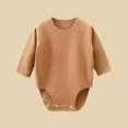 thumbnail image 2 of UAMVSH Cotton Baby Bodysuits Boys Girls Baggy Long Sleeve Jumpsuits Plain Casual Pullover Rompers Infant Fall Winter Clothes(3-6 Months,Coffee), 2 of 3