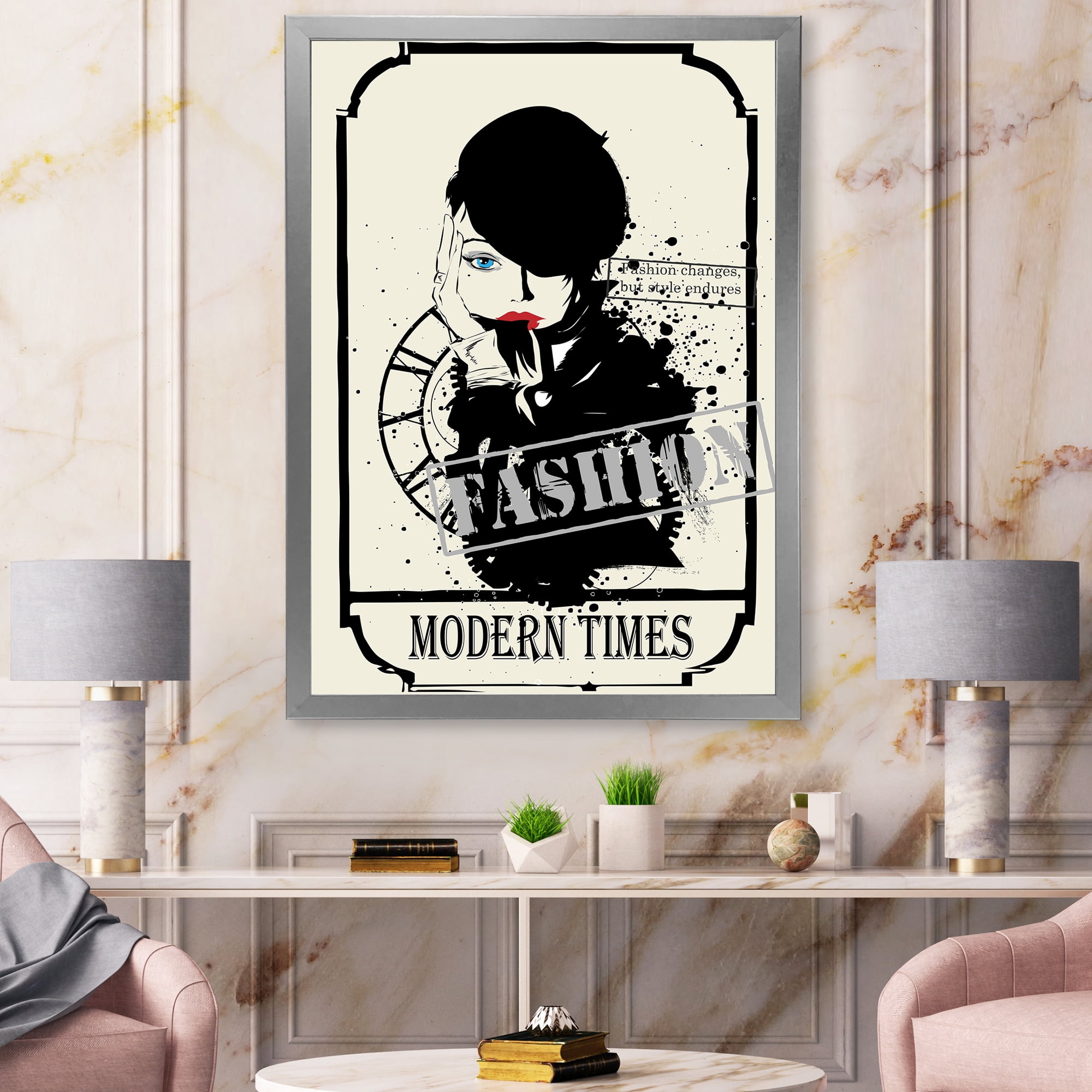 Designart 'Style Passion Life Fashion Woman VII' Vintage Framed Art Print