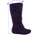 thumbnail image 2 of Women's Casual Flat Heel Side Zip Wide Calf Knee High Mid-Calf Boots Shoes ( Purple, 5.5), 2 of 5