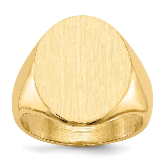Solid 14k Yellow Gold 21.0x16mm Closed Back Men's Engravable Monogram Signet Ring Band Size 12