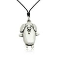 thumbnail image 1 of Lovely Dog Size M Silver Pewter Charm Necklace Pendant Jewelry With Cotton Cord, 1 of 1