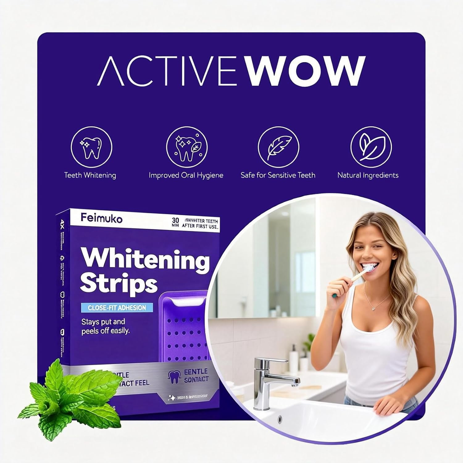Purple Teeth Whitening Strips – Gentle Daily Strips for Surface Stain Reduction & Natural Shine, Portable Enamel-Safe Whitening for Home or On-The-Go Use(28)