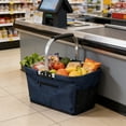 thumbnail image 5 of Foldable Picnic Basket Insulated Cooler Tote Oxford Cloth Shopping Bag For Camping Travel Grocery Navy, 5 of 6