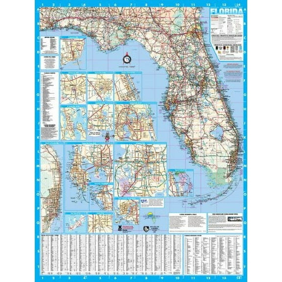Swiftmaps Florida State Laminated Wall Map 48” x 64” Poster