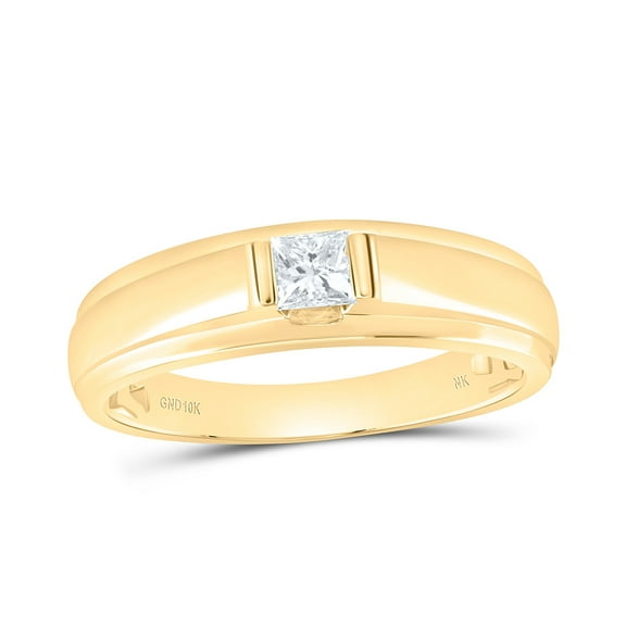10kt Yellow Gold 1/3 Cttw Diamond Mens Ring, Men Size: 8-12
