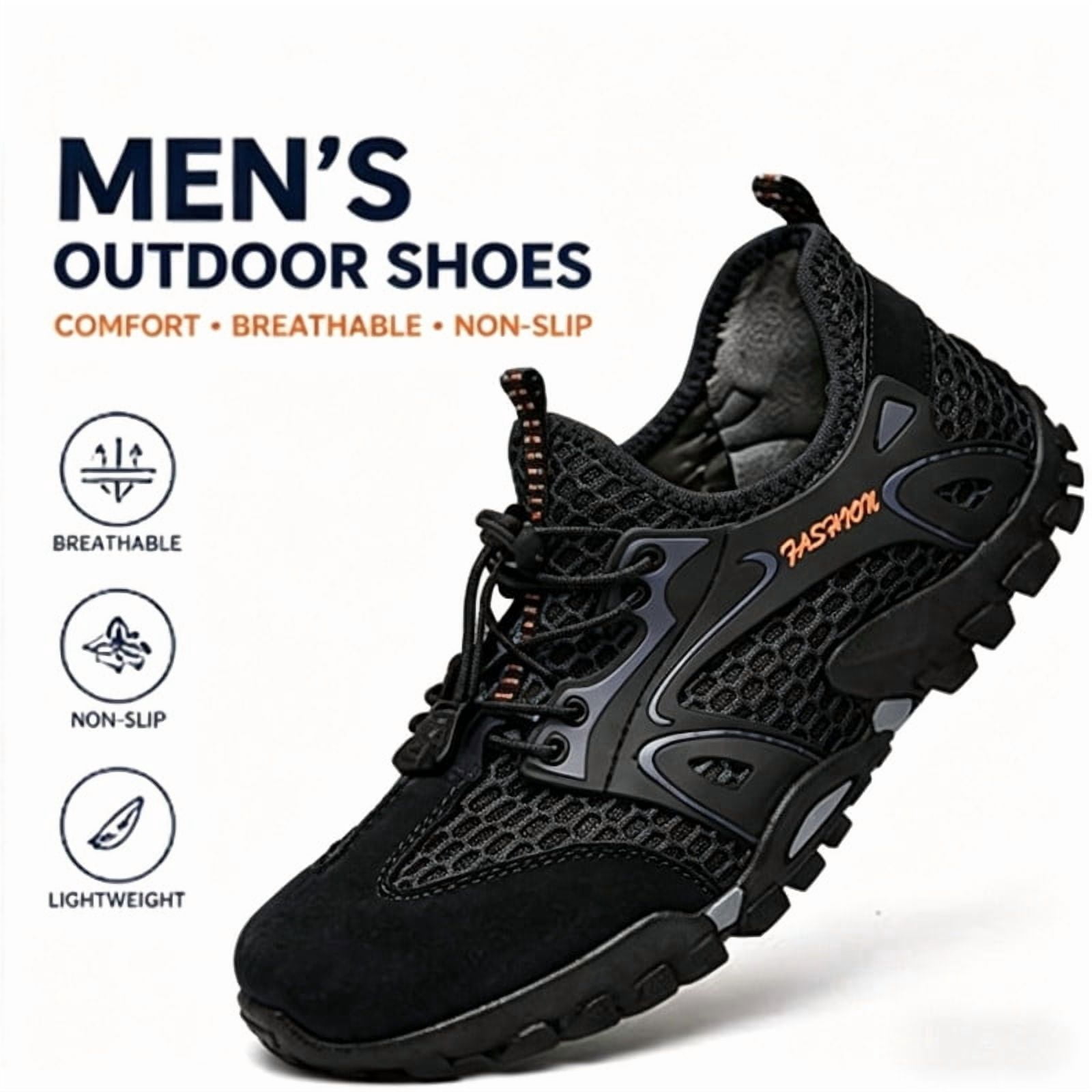 CHICVOMEY Comfortable Sneakers for Men Lightweight Breathable Slip-On Hiking Shoes Non-slip Wear Resistant Outdoor Sneakers Ideal for Summer Beach and Camping