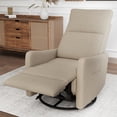 thumbnail image 2 of Leumius Swivel Recliner Chair,270° Swivel Rocker Chair for Adults,Small Rocking Recliner for Small Spaces, Upholstered Fabric Glider Recliner Nursery,Living Room Chair,Theater SeatingBrown, 2 of 26