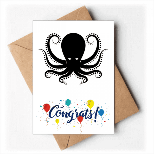 Octopus Marine Life Black White Pattern Wedding Cards Congratulations Greeting Envelopes