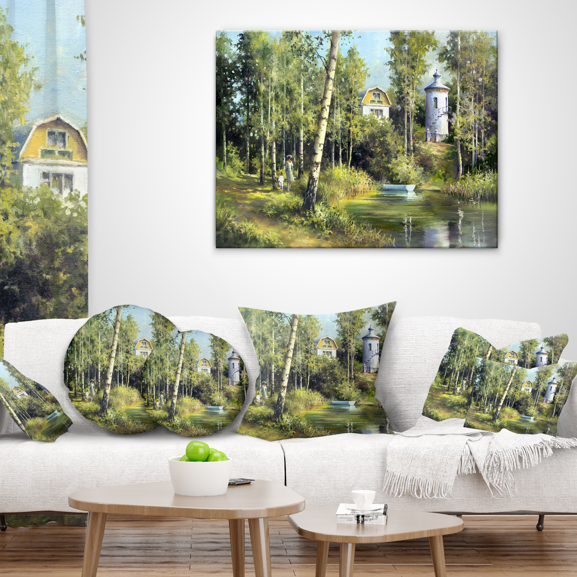 Designart The River in the Spring - Landscape Printed Throw Pillow - 12x20