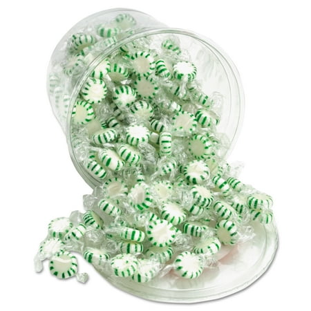 Resealable Tub - Office Snax Starlight Mints, Spearmint Hard Candy, Individual Wrapped, 2 lb Resealable Tub