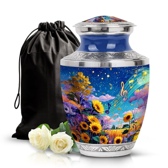 SABURIAL Music Urn - Cremation Memorial - 10 Inch - Large With Velvet Bag - Human Remains Urns - Decorative Urns For Ashes - Urn For Brother & Sister