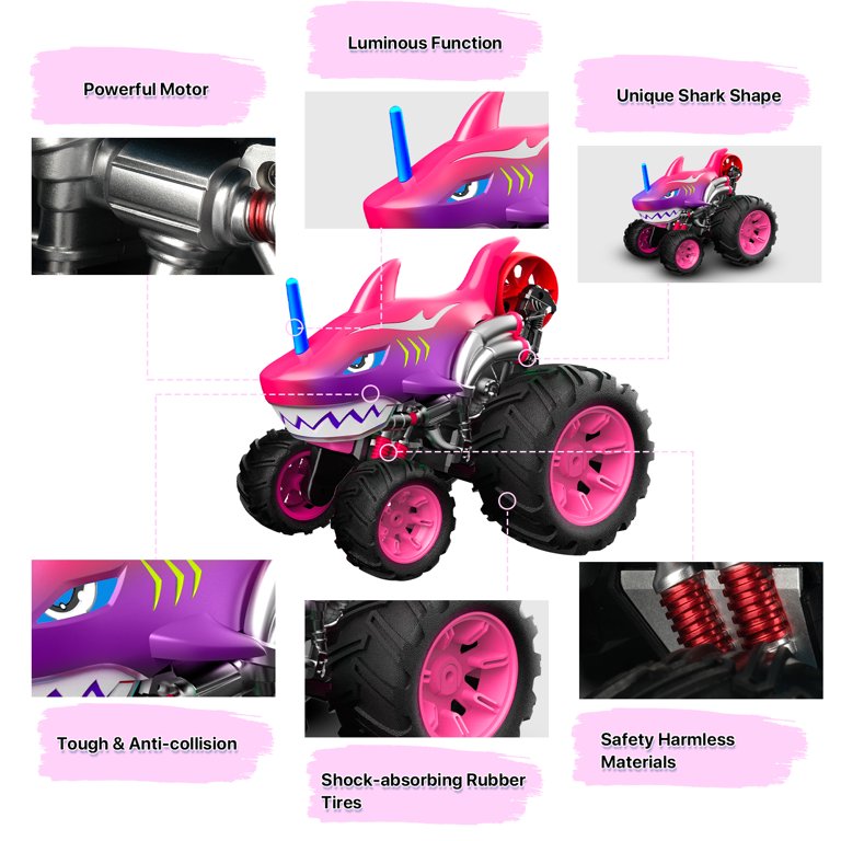 Wisairt Remote Control Monster Truck, 1:16 Shark RC Stunt Car