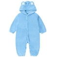 thumbnail image 6 of Fesfesfes Girls Boys Long Sleeve Hooded Bear Jumpsuit Warm Winter Romper Homewear Soft Fleece Outfit Cozy Playwear Toddler Kids Baby Cute Clothes Holiday Birthday(Blue#2,3-6 Months), 6 of 9
